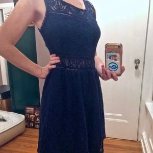 Navy Lace Detail Sleeveless Dress (9J)
